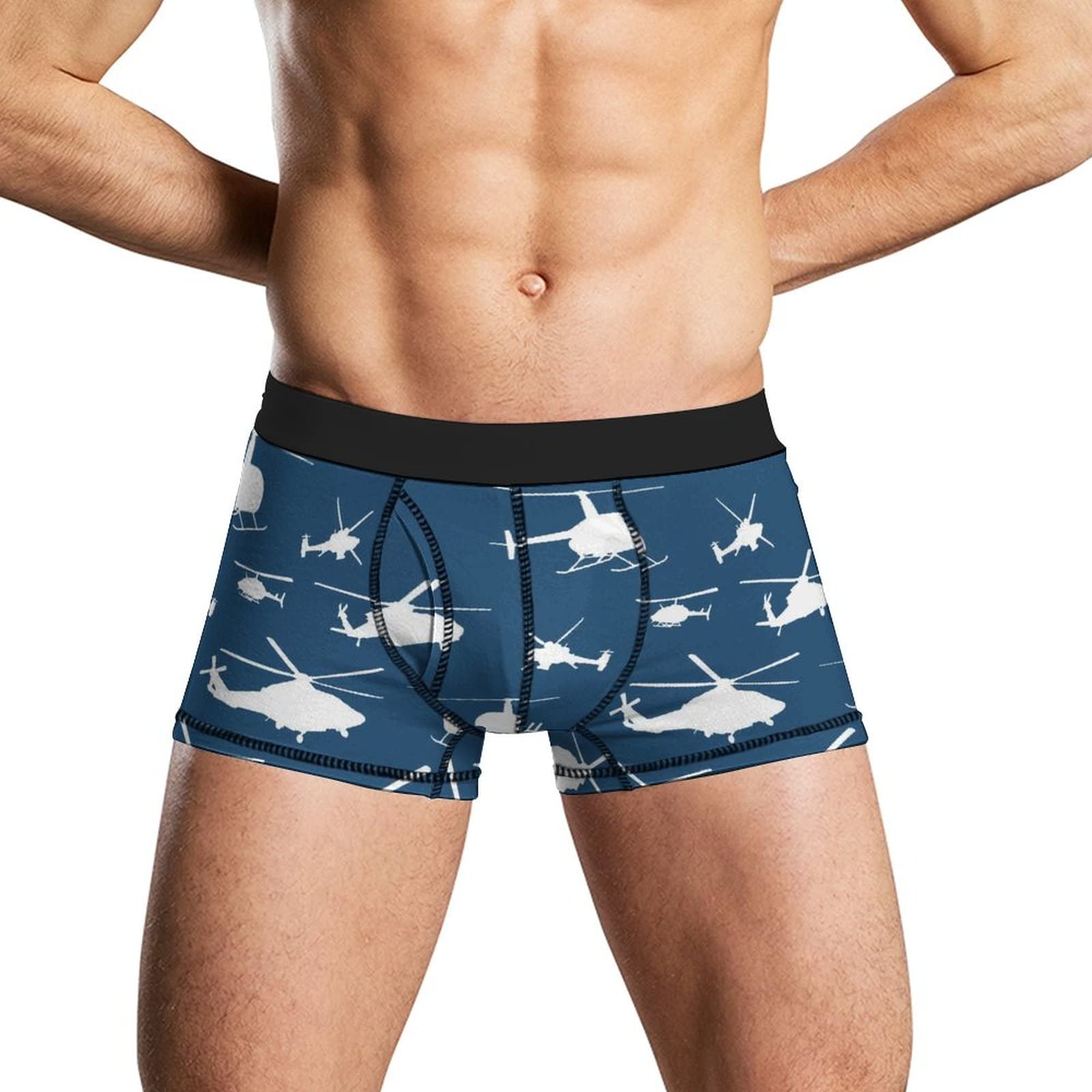 fifbird Helicopter Silhouettes Funny Mens Boxer Briefs Soft Underwear Printed Underpants Trunks Shorts