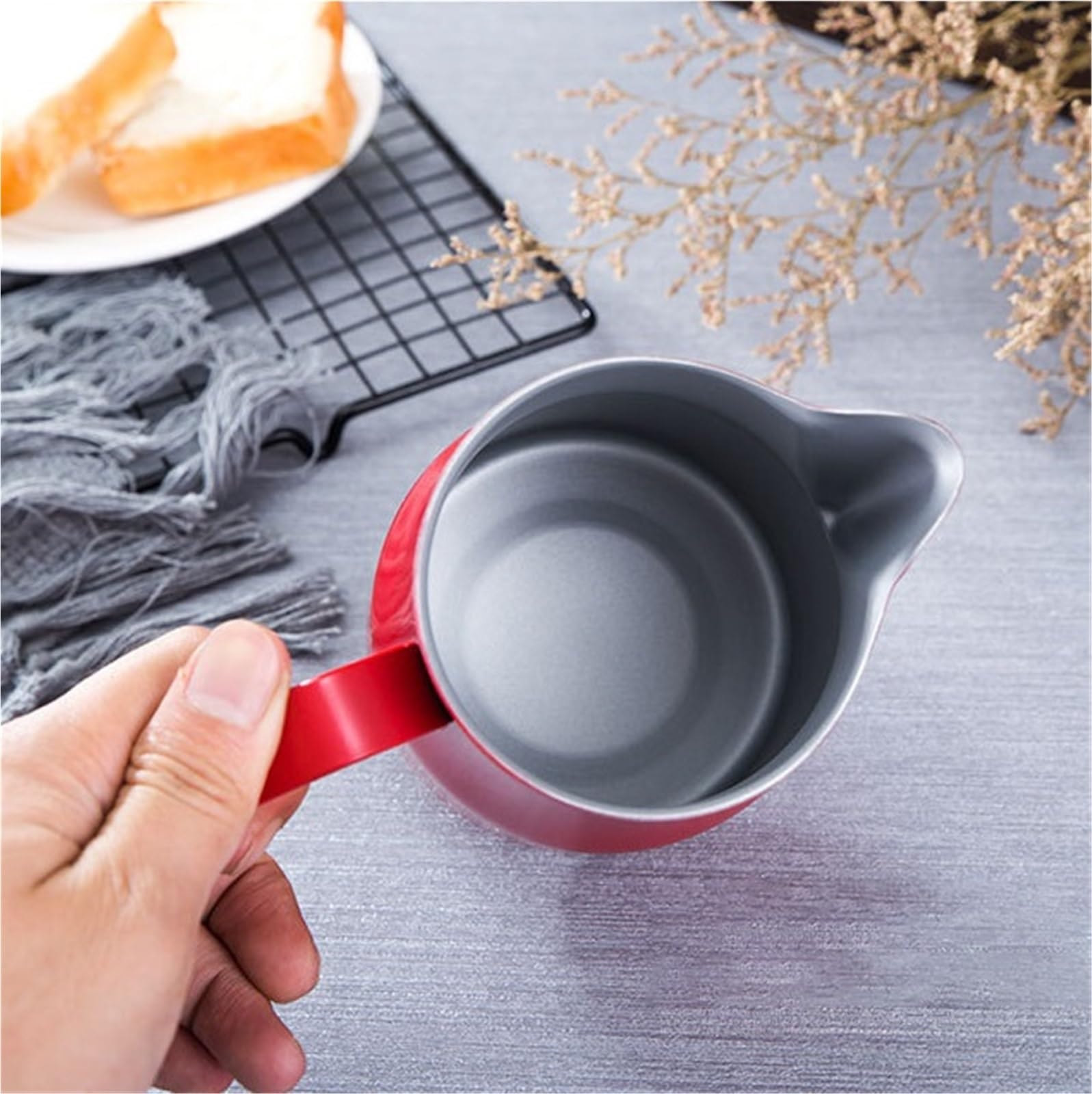Jarra De Leche De Acero Inoxidable Jarra for espumar leche de acero inoxidable: vierta sobre la tetera café Taza for humeante(500ml,WHITE)