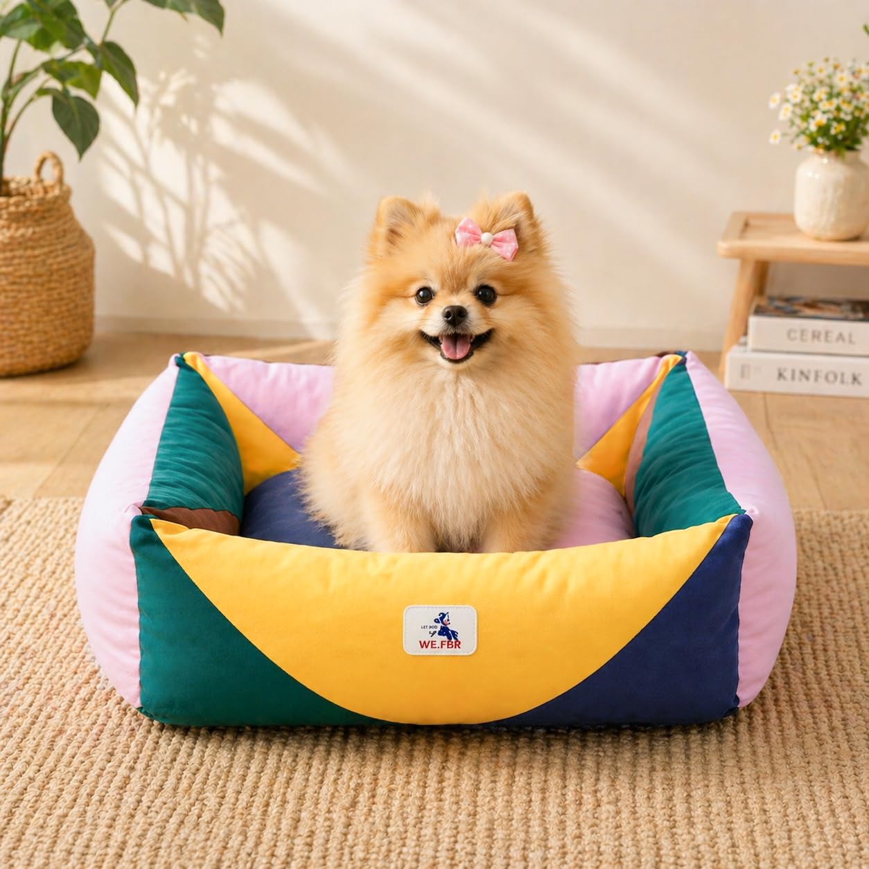 Cotton Canvas Bolster Dog Bed
