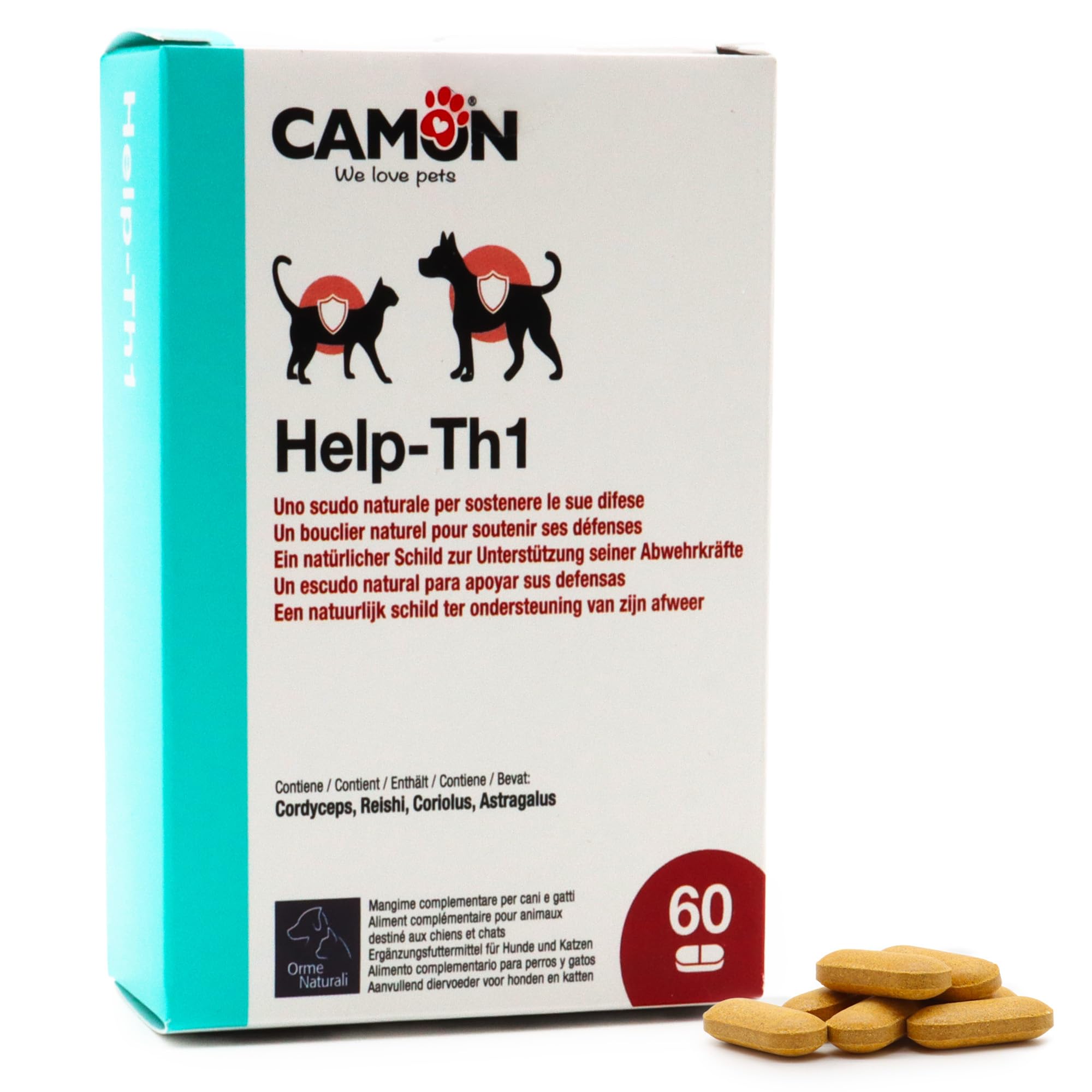 CAMON | Help-TH1, Alimento Complementare per Cani e Gatti, Sostegno Difese Immunitarie, 60 Compresse