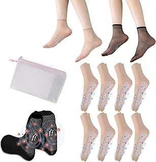 Rapid Detox & Tourmaline Ionic Body Shaping Stretch Socks, Tourmaline Lymphatic Slimming Socks Non Slip Elastic (Beige-8pairs)