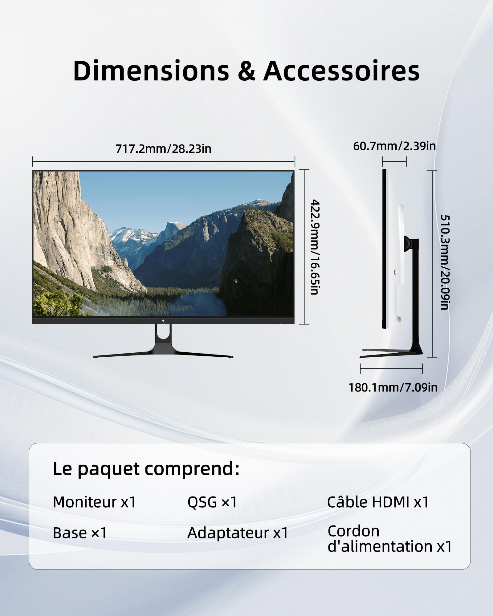 KTC Écran PC 32 Pouces, QHD 2K 2560×1440, 120 Hz OC, Blanc, Dalle IPS, 99% sRGB, 85% DCI-P3, ΔE<2, HDR10, Faible Lumière Bleue, VESA 100×100, HDMI, DP, pour Bureau, Design, Étude et Loisirs