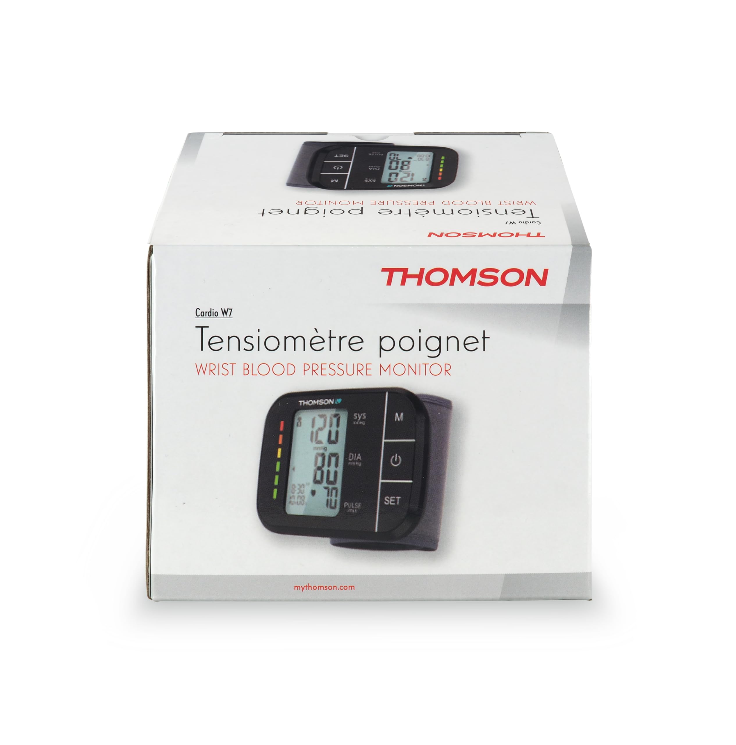 THOMSON Tensiomètre Poignet Cardio W7 - Léger et Compact - Stockage Automatique (120 Mesures) - Conforme Règlement MDR (UE 2017/745) Dispositifs Médicaux