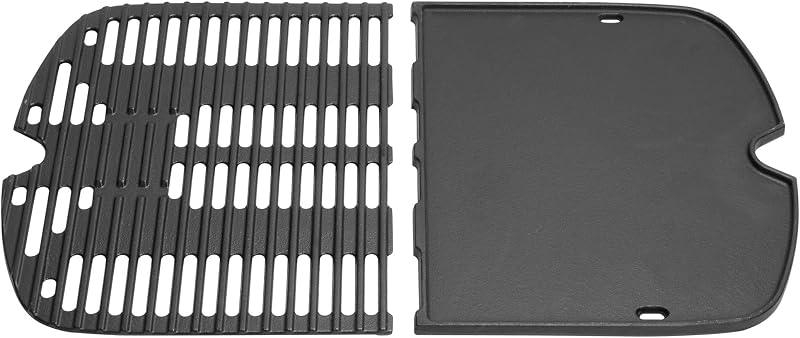 Juego de plancha y parrilla de hierro fundido para parrilla portátil Weber Traveler | Para Weber 9010001 9020001 9030001 9013001 Stealth Edition, 7034, combinación de parrilla y plancha