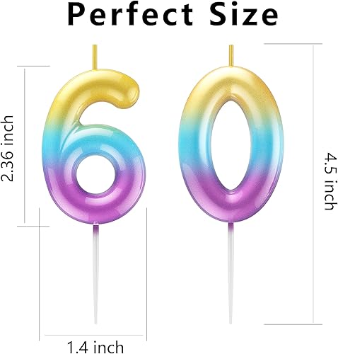 Miniatura 9 de Velas de número 9 arcoíris con número 3D para decoración de fiesta de pastel de cumpleaños, suministros de celebración de aniversario de boda