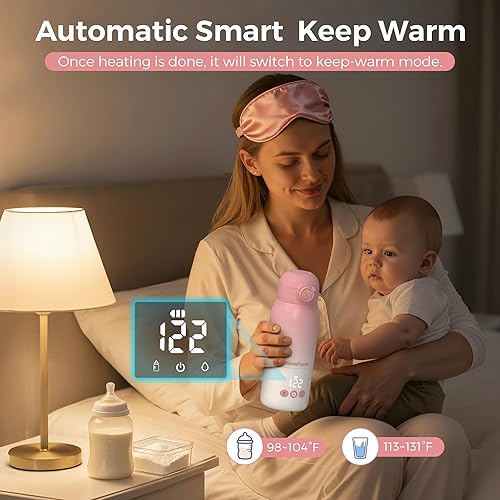 Miniatura 5 de Calentador de botellas portátil para viajes, doble modo de calentamiento para leche materna y agua, calentador de leche portátil con calentamiento