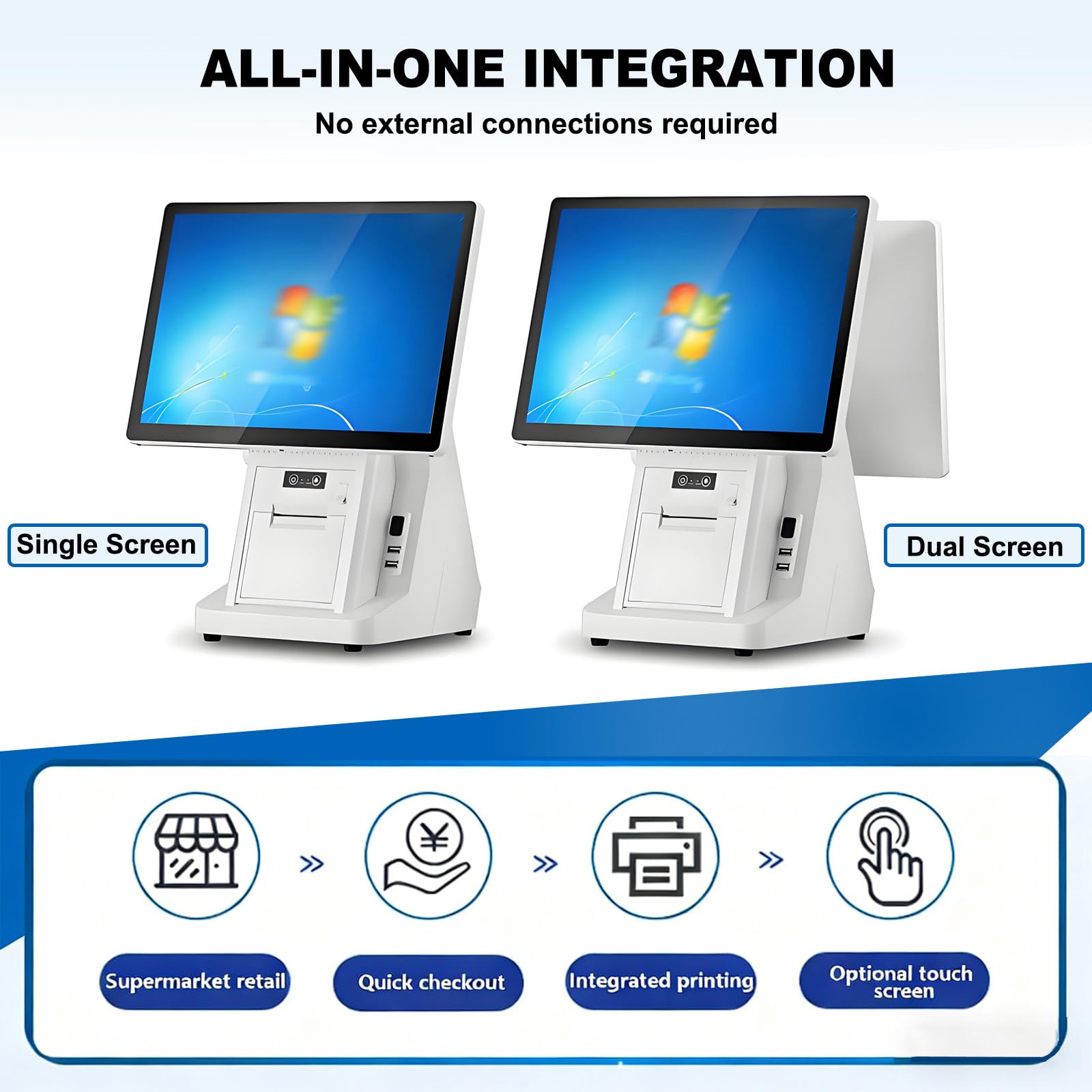 Terminal TPV con Pantalla táctil 15,6 Pulgadas para Caja registradora, cajero para supermercados, CPU I5, 8 GB de RAM, SSD de 128 GB, para Comercio minorista, Catering Single-Screen