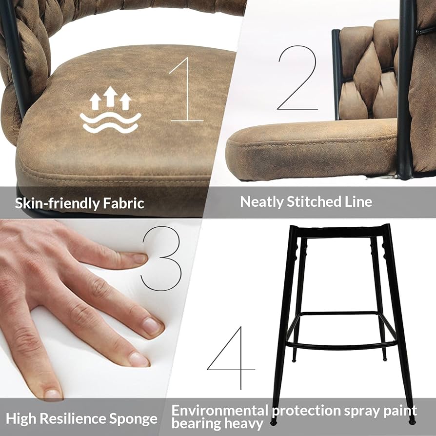 Amazon.com: binzida Leather Woven Bar Stools Set of 2