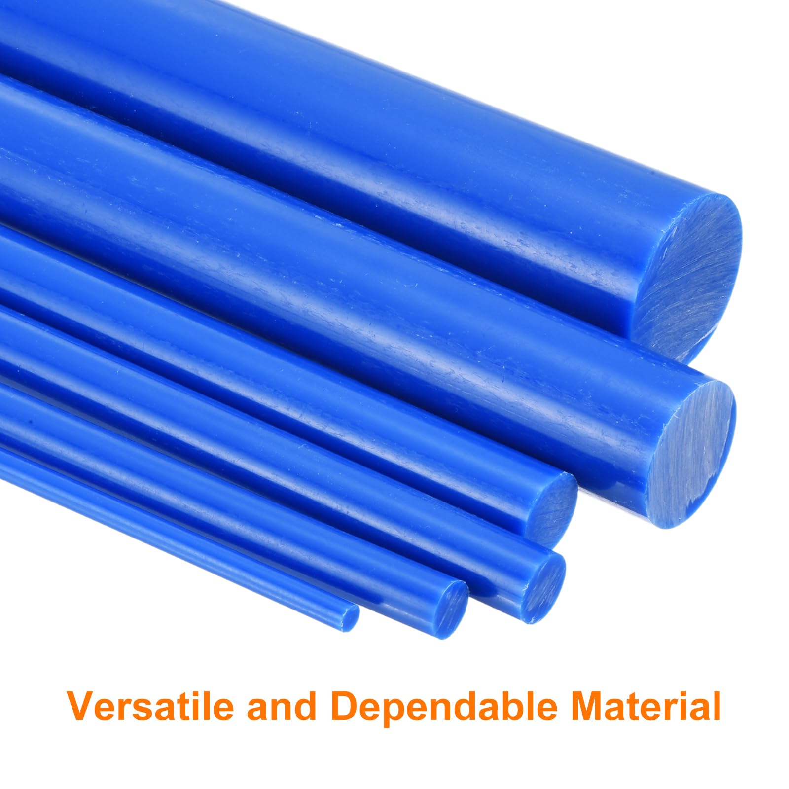 uxcell 5 aste in plastica blu, 15 x 500 mm, in ABS, rotonde, solide, per fai da te, giocattoli, costruzioni, modellismo architettonico