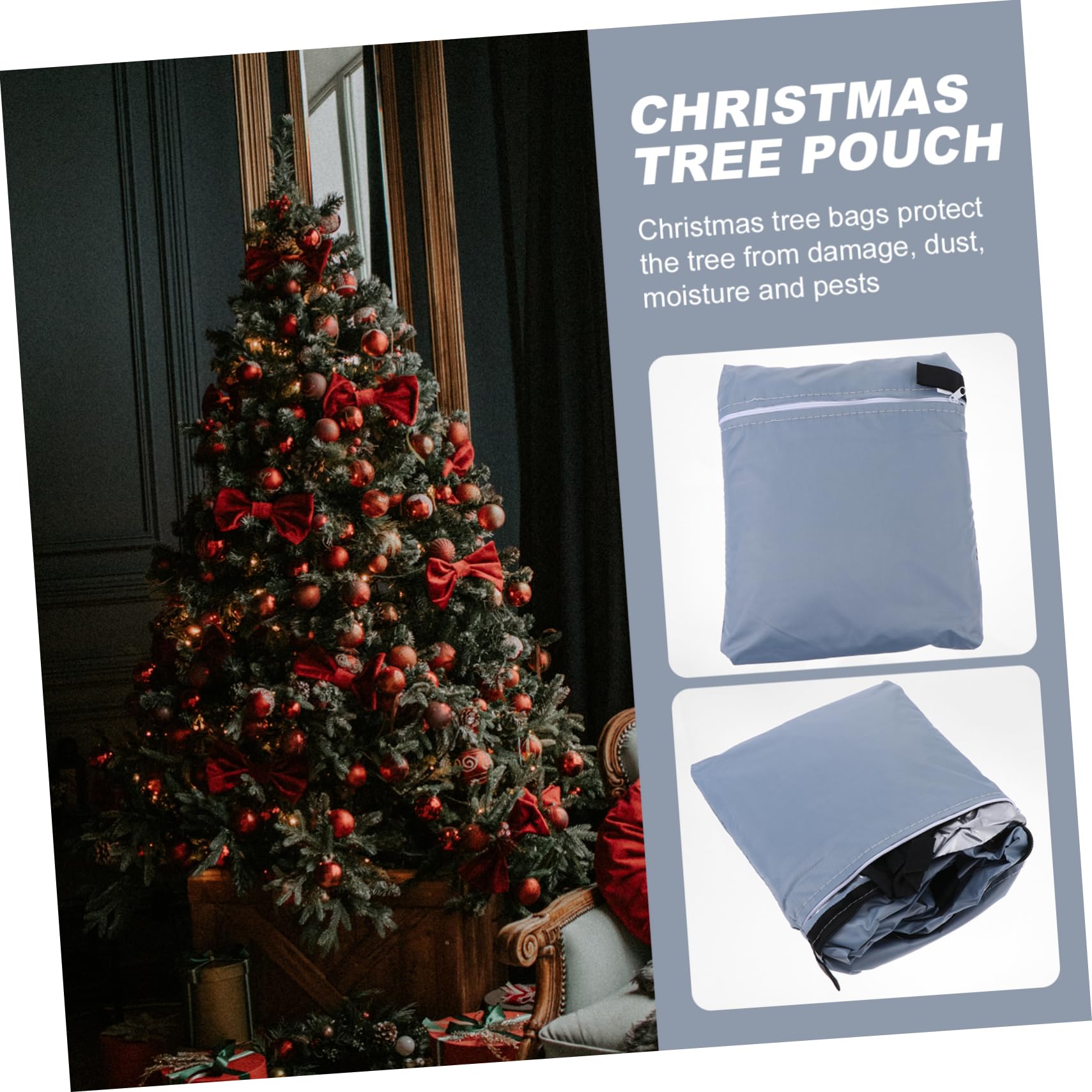 Borsa Portaoggetti Cerniera per Albero di Natale Contenitore per Mobili da Esterno Sacchetto per Regali e Decorazioni