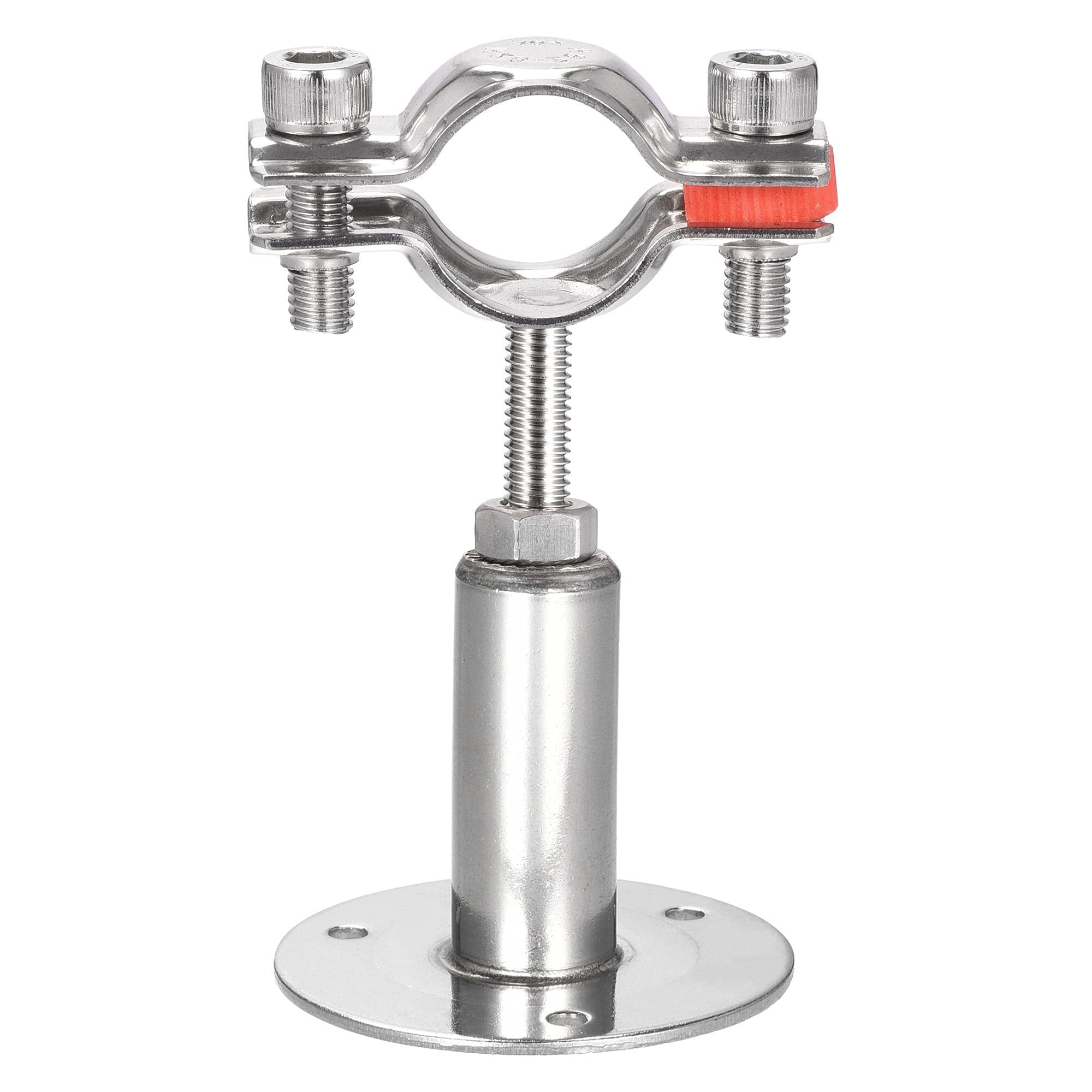 TA-VIGOR 304 Stainless Steel Adjustable Pipe Support Bracket, Wall and Ceiling Mount Pipe Clamp Holder for 25-27mm Tubes, Heavy Duty Tube Clamp with Mounting Parts