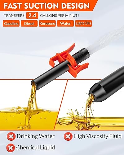 Miniatura 2 de Bomba de transferencia portátil con pilas, bomba de sifón eléctrica para gas, combustible, diésel, transferencia de agua, extractor de aceite de