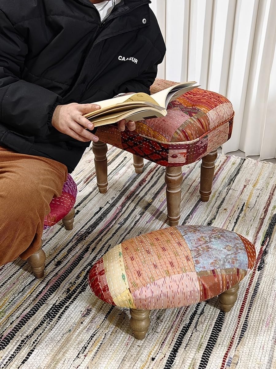 完売】北欧 木製 クッション パッチワーク 北欧 アンティーク調 チェアー