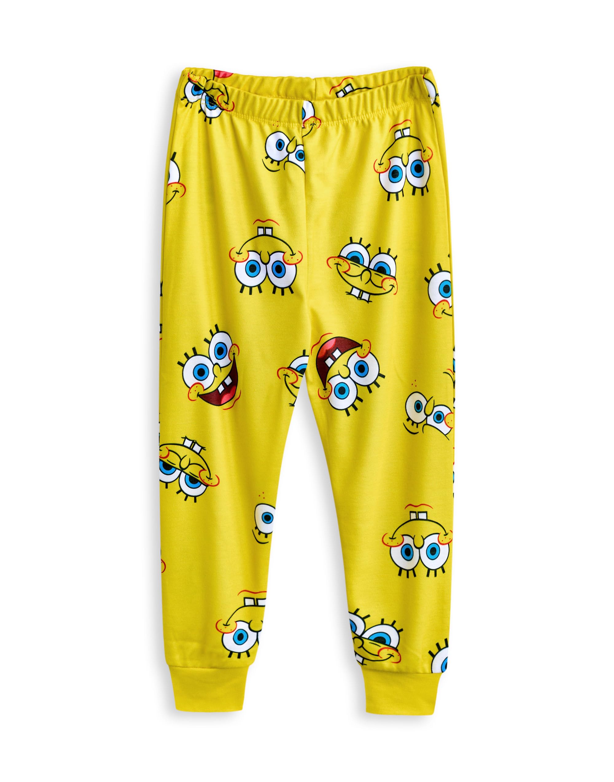 SPONGEBOB SQUAREPANTS Conjunto de Pijama para niños, Paquete de 2 | Camiseta de Manga Larga con gráfico de Personaje en Amarillo y Azul para niño y Pantalones de Pijama de Pernera Larga