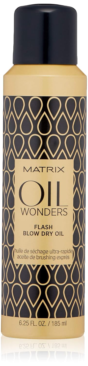Matrix Oil Wonders Flash Blow Dry Oil | Restores Strength & Enhances Shine | Infused With Moroccan Argan Oil | For All Hair Types | 6.25 Fl. Oz