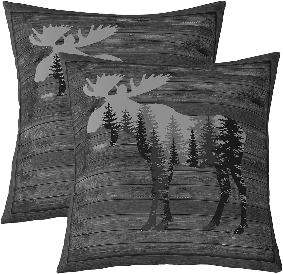 Feelyou Rustic Bear Throw Pillow Covers 22"x22" Set of 2 Farmhouse Wild Animal Throw Pillowcases for Rustic Cabin Country Pillow Cases Cushion Covers Nature Bear Western Farmhouse Grey Cushion Cases