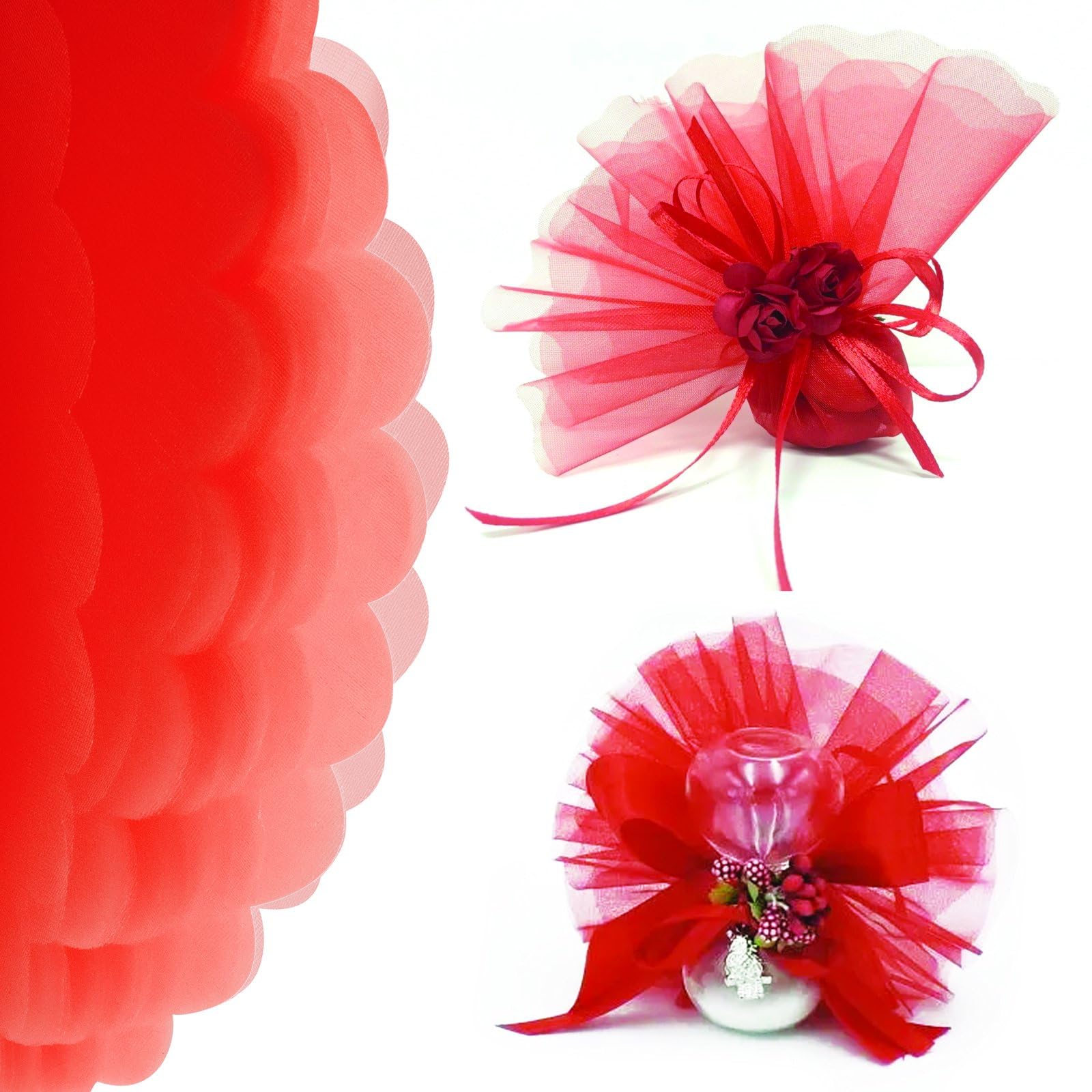 Tulle doppio con bordo e tirante per bomboniere fai da te online onLine per Bomboniere Fai da te