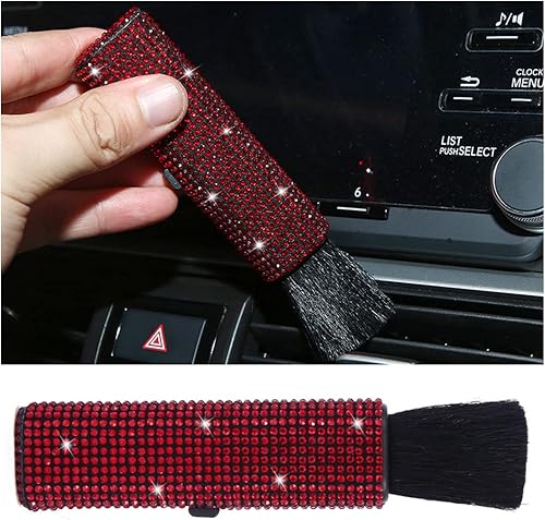 AUCELI Cepillo de detalles para automóvil, herramienta de limpieza de cepillo para motor de salpicadero de ventilación, mango de plástico con