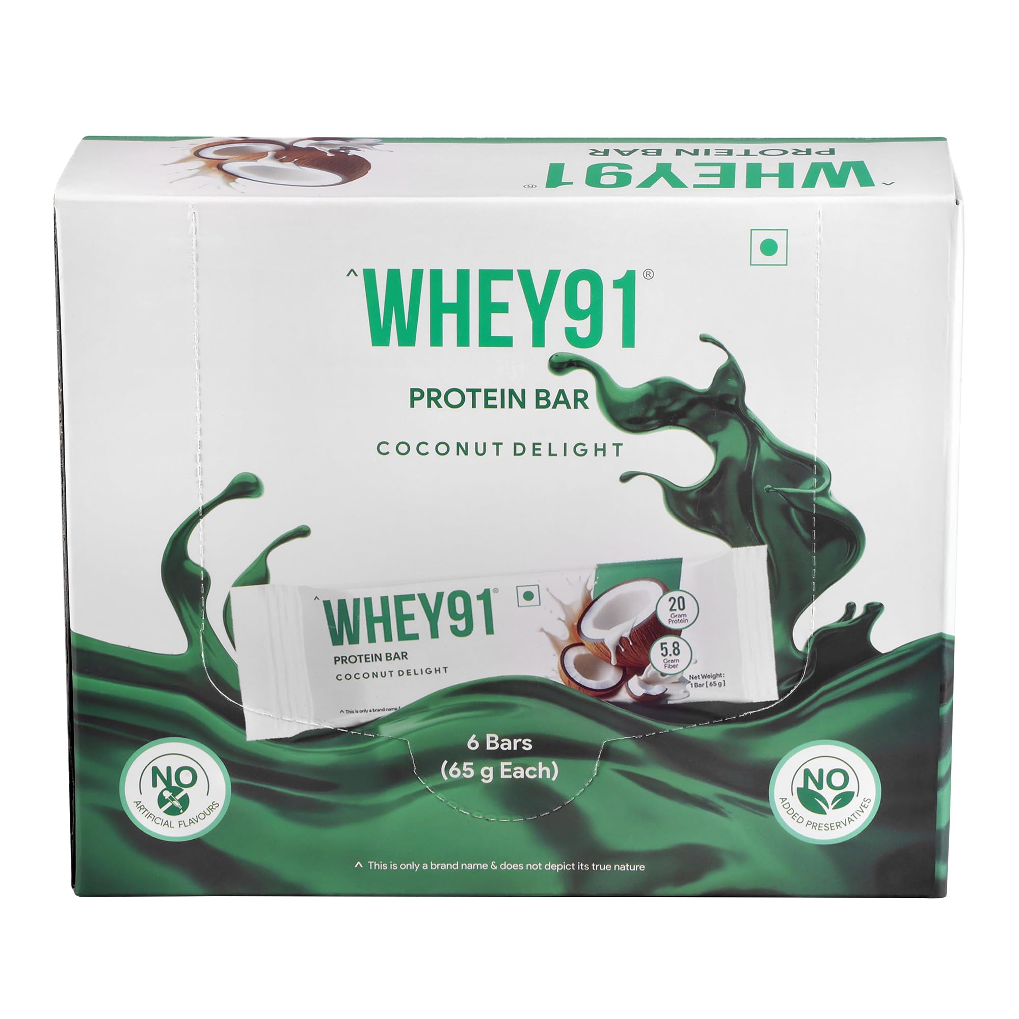 Whey91 Strawberry Splash Protein Bar, 20g Protein & 7.2g Fiber in each, No Added Preservatives, No Artificial Flavour, 390g- (Pack of 6) — Amazon image 16