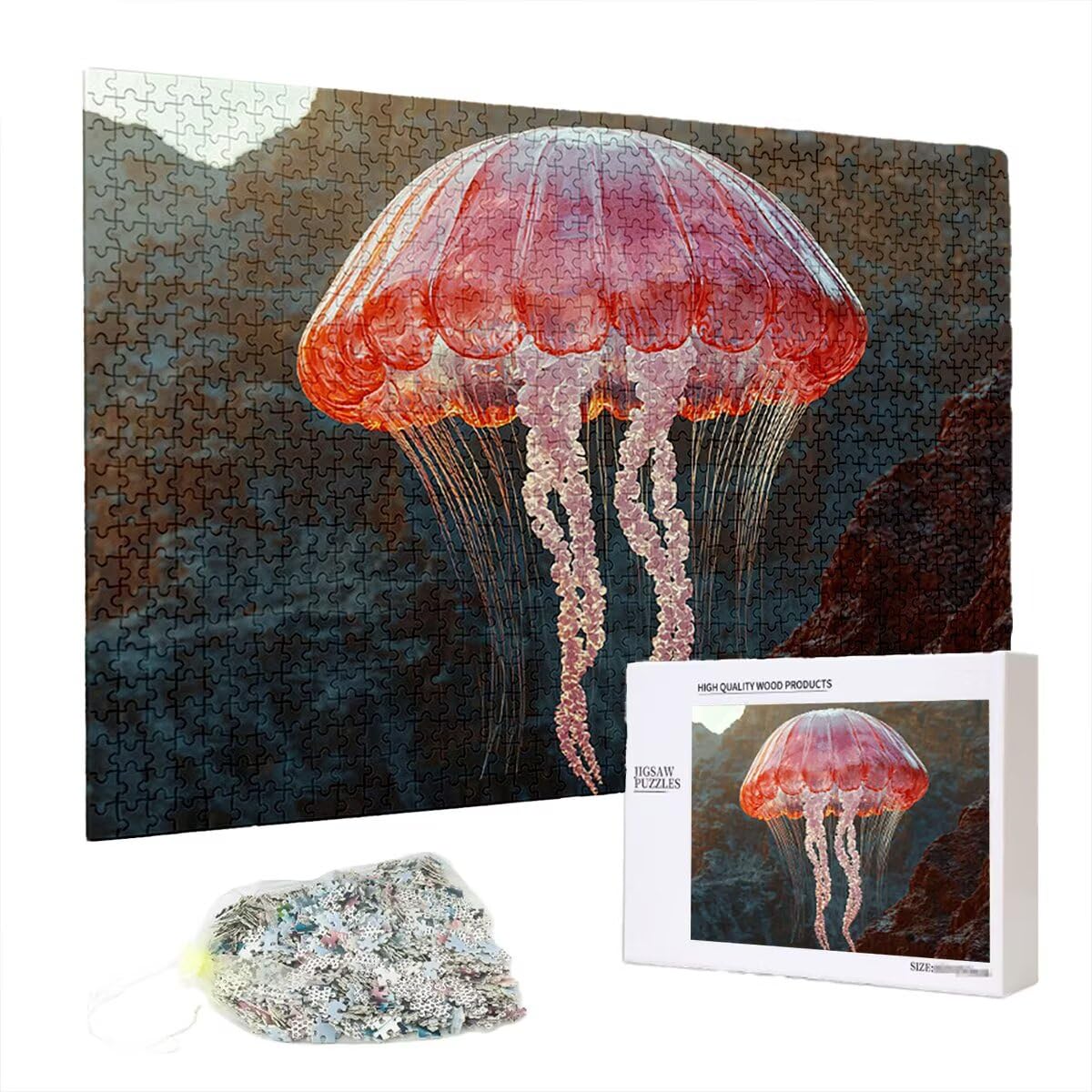 Puzzle 5000 sztuk Meduza dla dorosłych, abstrakcyjne drewniane puzzle dla dorosłych, trudne drewniane łamigłówki, rodzinne gry edukacyjne, łamigłówki z pudełkiem na prezenty dekoracje do domu, prezent