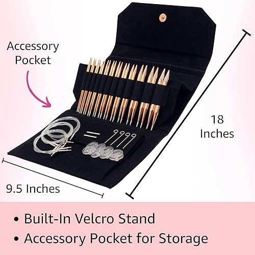 Miniatura 10 de Lykke Driftwood - Juego de agujas de tejer circulares intercambiables de 5 pulgadas (5.1 in) Birchwood, tamaños de EE. UU. 4, 5, 6, 7, 8, 9, 10,