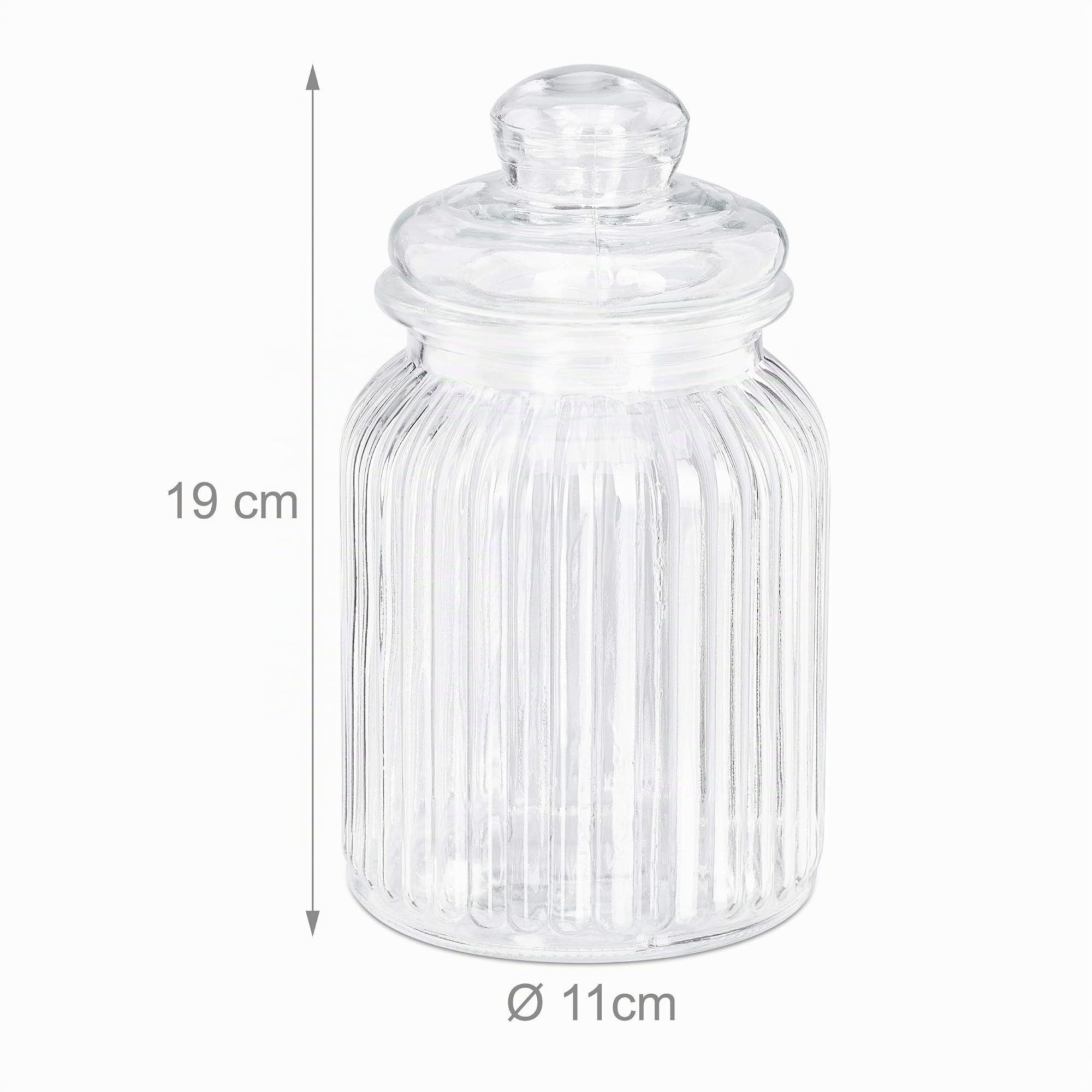 Relaxdays Set da 6 Barattoli per Alimenti, Vetro, 1000 ml, Ermetici, Contenitori per Pasta, Cereali, Farina, Trasparente