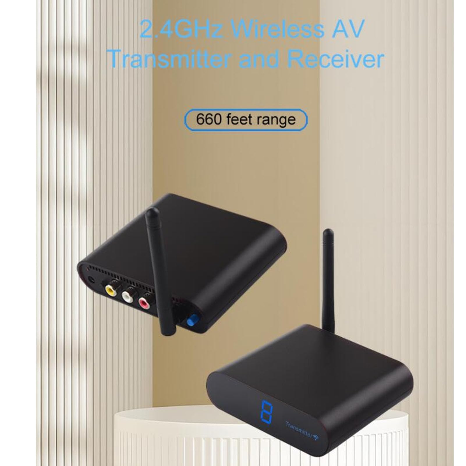 AV Senderempfänger, Video Audio Sender und Empfänger 2.4GHz 8 Kanal Sound Video Sender Wireless AV Absender für Streaming Kabel, Satelliten, DVD Kamera TV