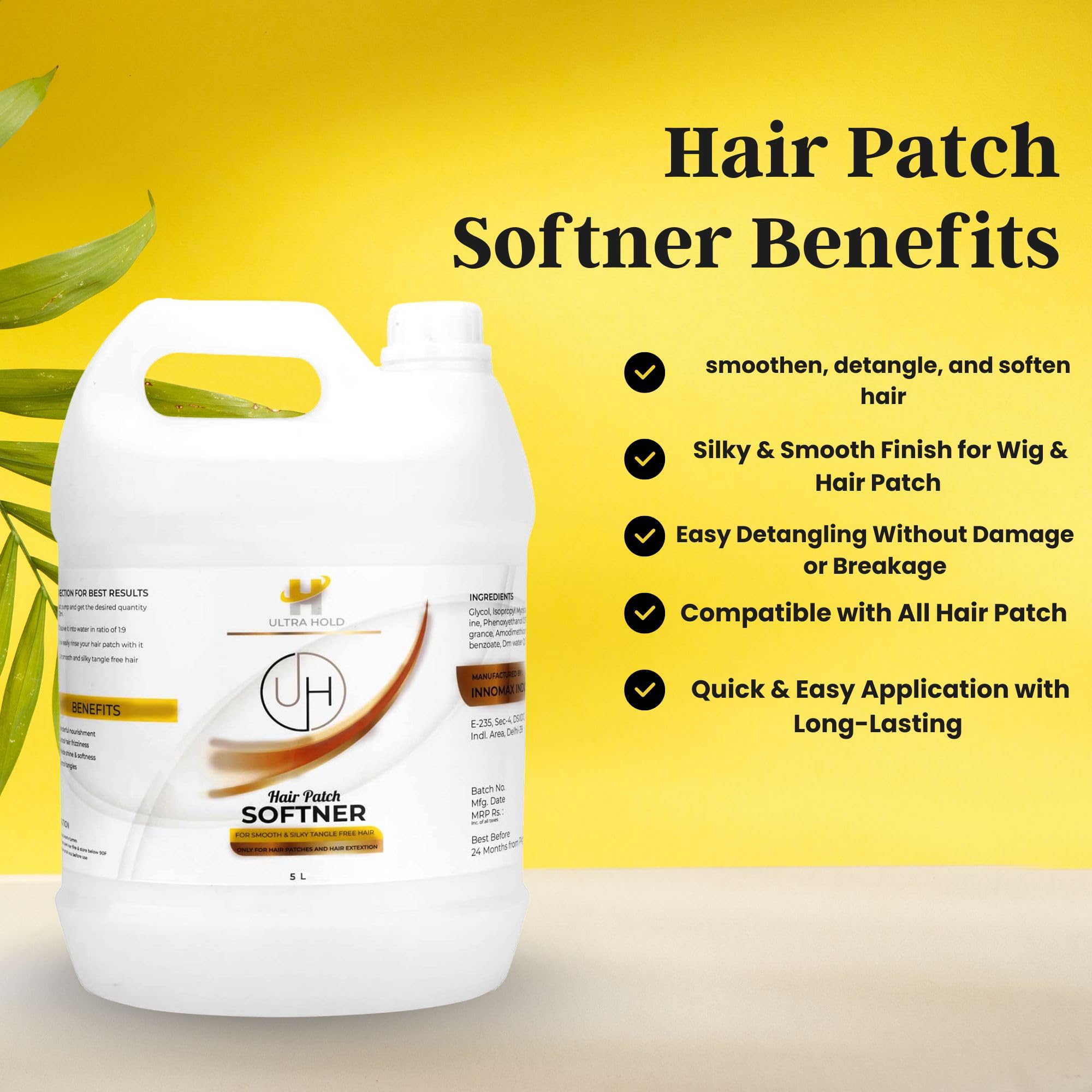 Hair Patch Softener for hair Extensions, Wigs & Patches (5000ml) | Silky, Smooth, Tangle-Free hair patch Softener for Men & Women | Easy Detangle Spray for Wig & Patch Care 1