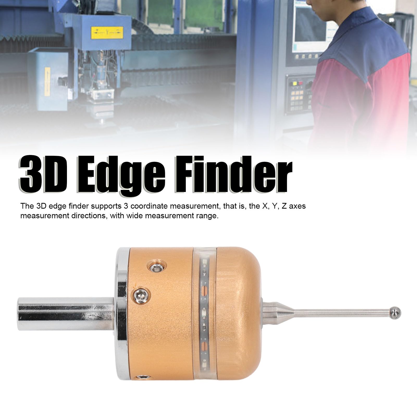 Walfront 3D Finder Electronic Sonda, Aluminiowy Czujnik Dotykowy ze Stopu Aluminium dla Tokarki CNC o Wysokiej Dokładności i 3 Osie Pomiaru (czerwony)