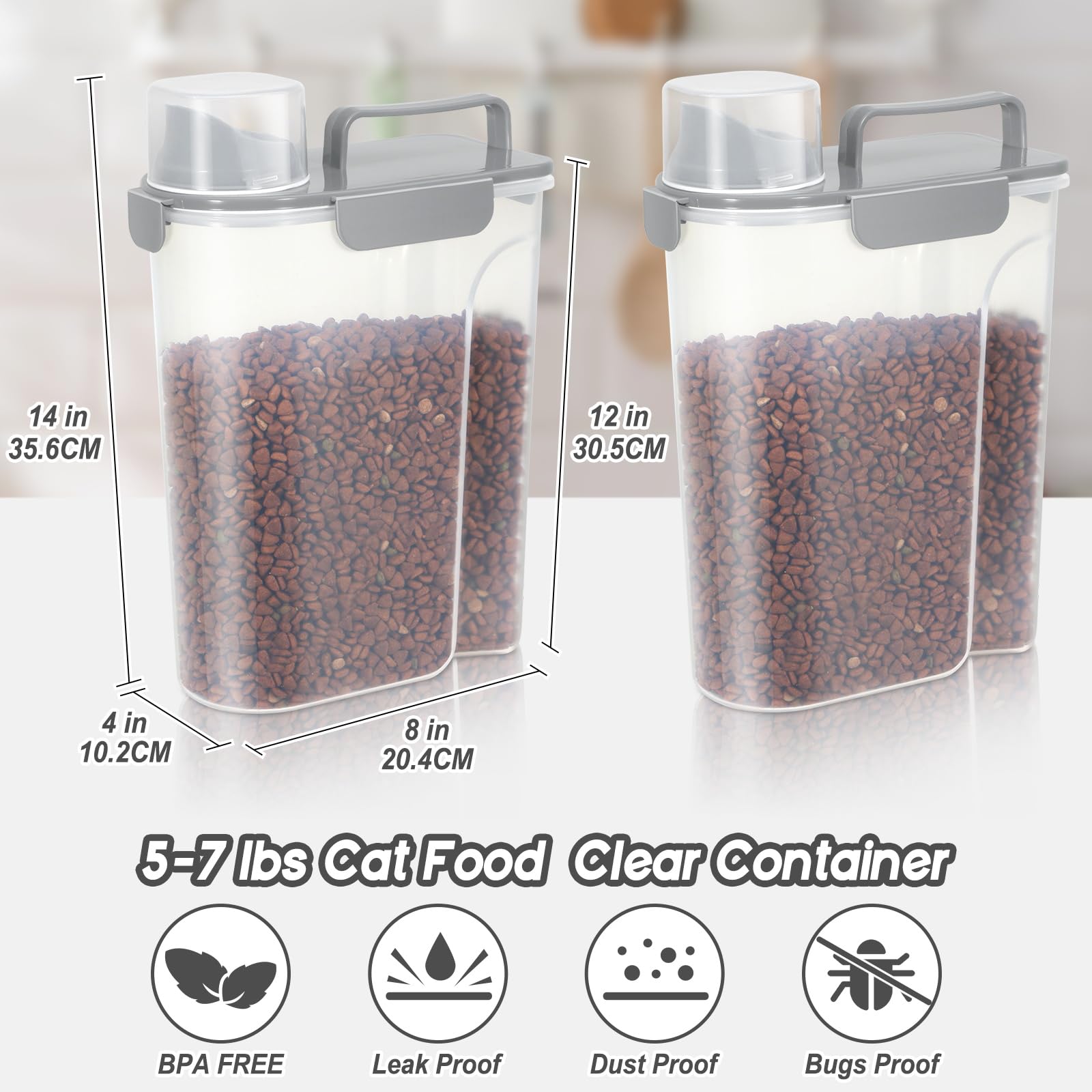 Contenedor hermético de almacenamiento de alimentos para gatos de 10 a 14 libras, contenedor de almacenamiento de alimentos para perros con boquilla grande mejorada, sin BPA, recipientes de