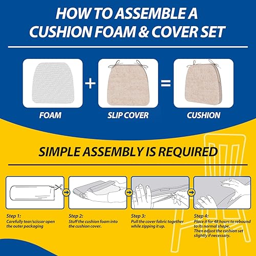 Miniatura 9 de AAAAAcessories Cojines para silla en forma de D de 2 pulgadas de grosor, extraíbles, lavables a máquina, cojines para sillas de comedor y cocina, 17