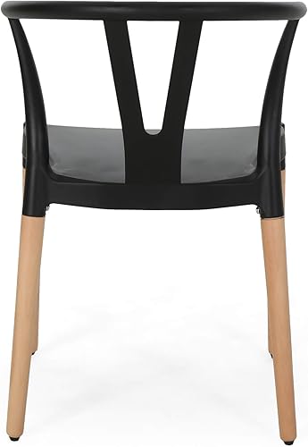 Miniatura 4 de Juego de 2 sillas de comedor modernas, juegos de mesa y sillas de polipropileno con patas de madera de haya, silla de escritorio para cocina, sala