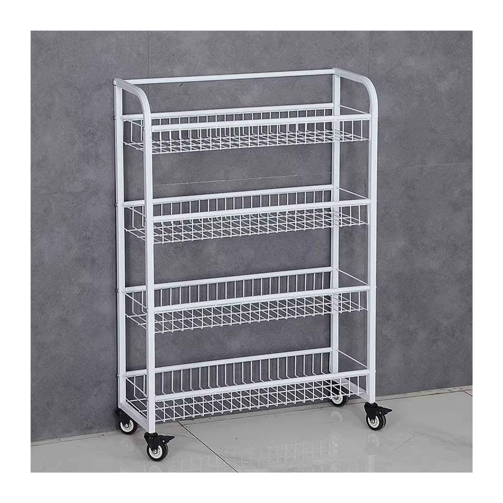 Generico Espositore a 4 Ripiani per Negozi - Scaffale da supermercato e Organizer per Snack per casa, Bagno, Cucina, Ufficio - Porta Patatine, Caramelle, Frutta (Bianco, 50x20x86 cm)