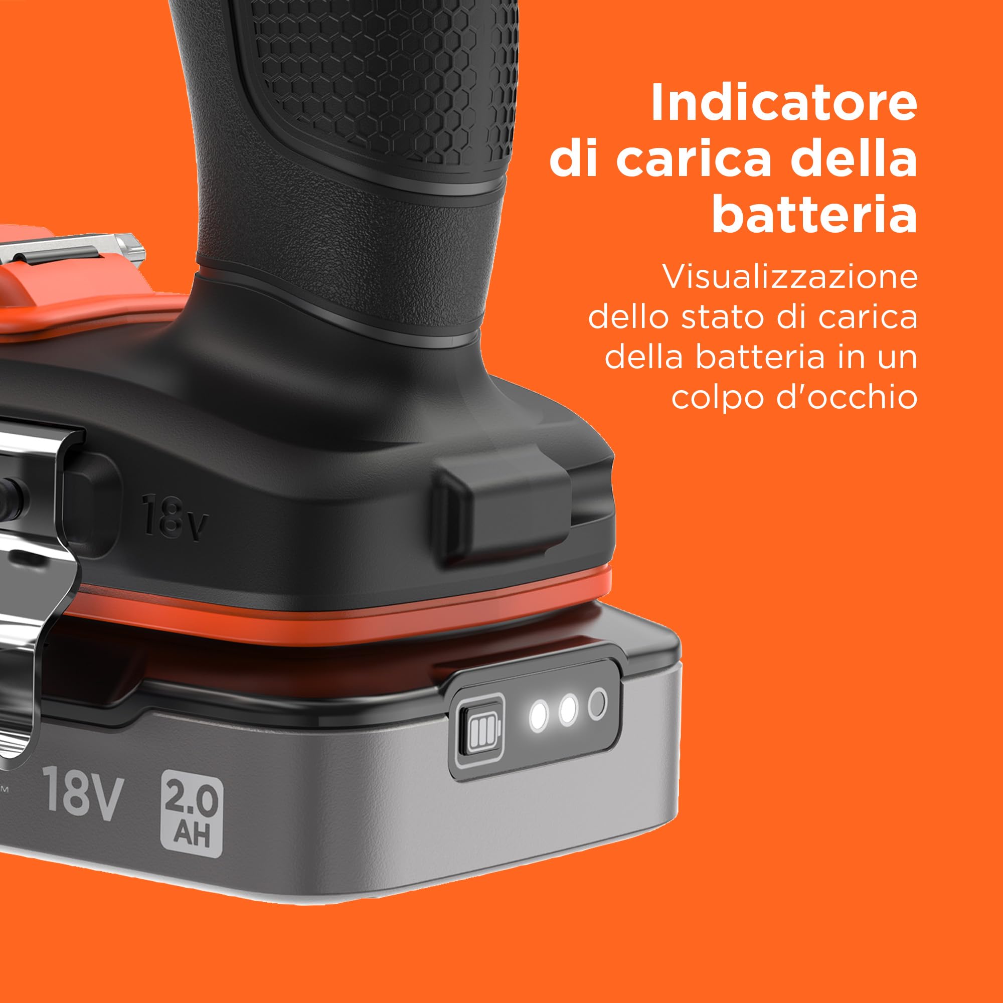 BLACK+DECKER Trapano avvitatore a batteria da 18 V, coppia massima di 45 Nm, 2 batterie da 2,0 Ah, caricatore da 1 A e kitbox, BCD382D2XK-QW