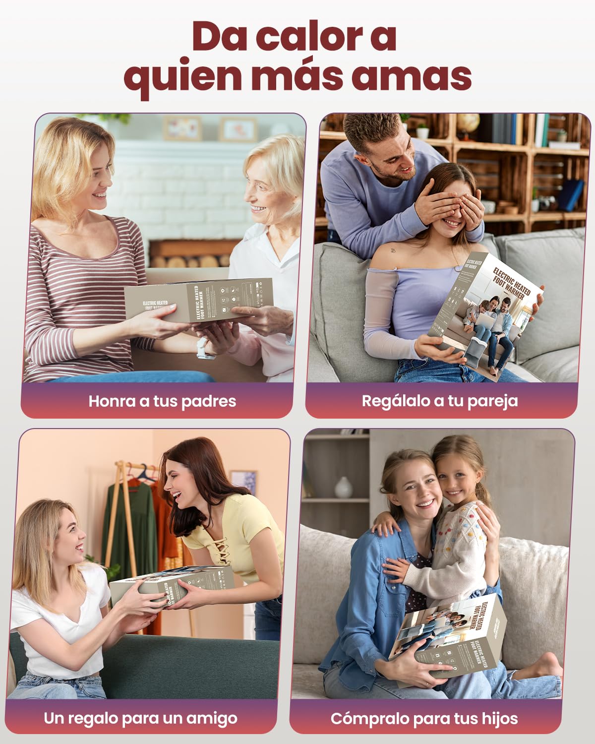 Calienta Pies Electrico, Calentamiento Rápido Calentador de Pies con 6 Niveles de Temperatura y 4 Temporizadore, Calientapiés Casa, Desconexión Automática, Protección Contra Sobrecalentamiento