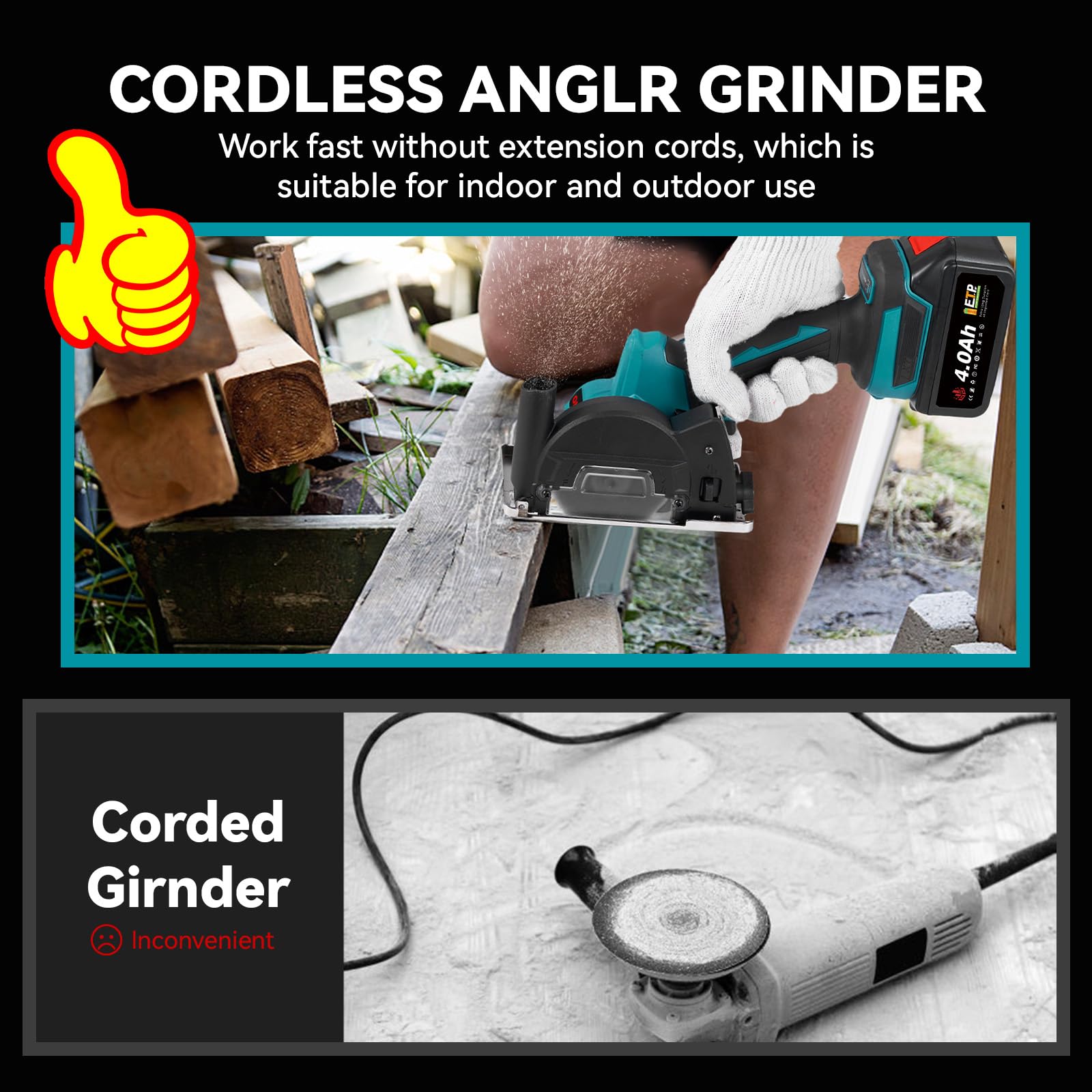 Produktbild von ONEVAN Akku Winkelschleifer Kompatibel Mit Makita 18V, 76mm Vorwärts/Rückwärts Bürstenlos Akku Trennschleifer Mit Schnitttiefeneinstellung, Mit Schleifscheiben Und Sägeblätter (ohne Batterie