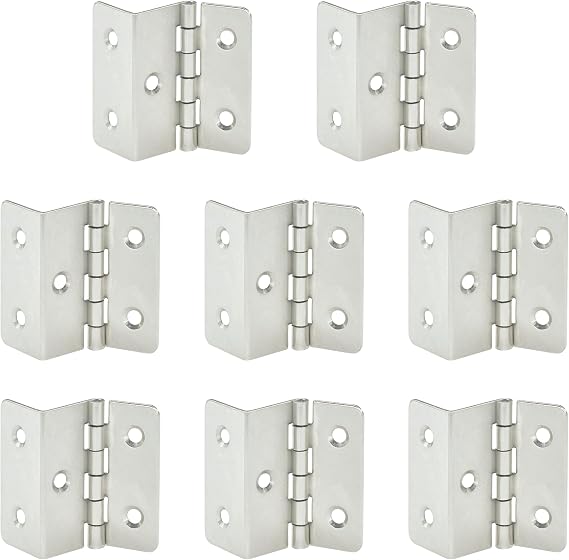 8 PCS Three Fold Hinges – Durable Metal Folding Hinges (Silver)