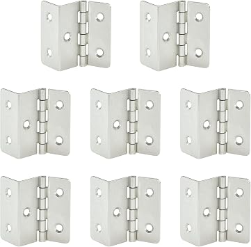 8 PCS Three Fold Hinges – Durable Metal Folding Hinges (Silver)