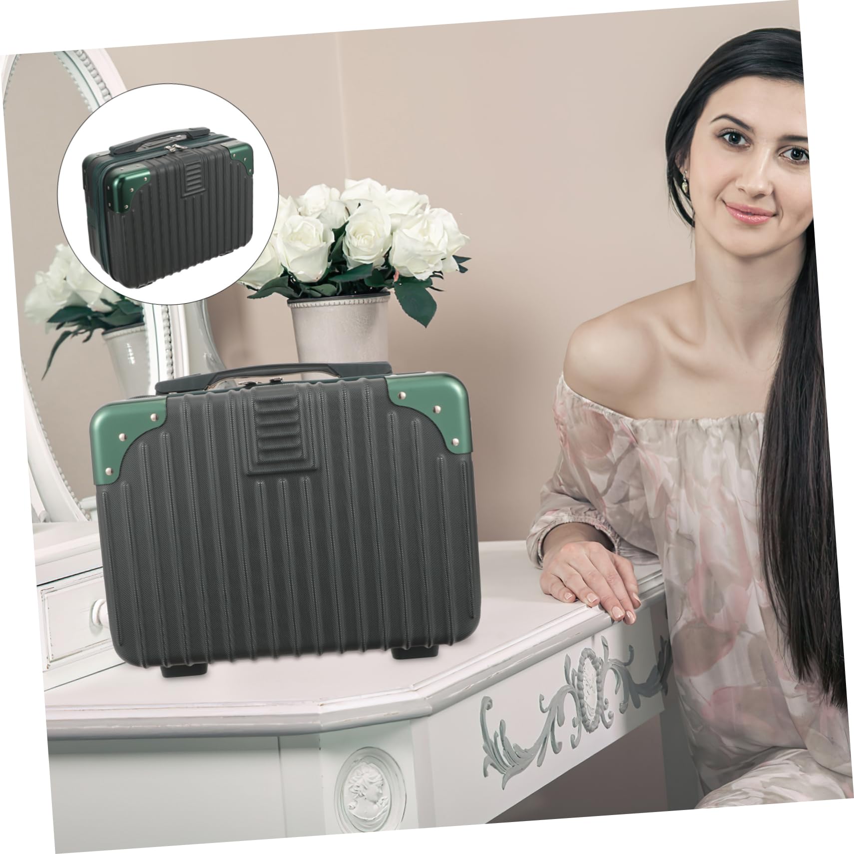 FRCOLOR Borsa da Toilette in Abs Rigida Scomparti Separati per Cosmetici e Trucchi, per Viaggi