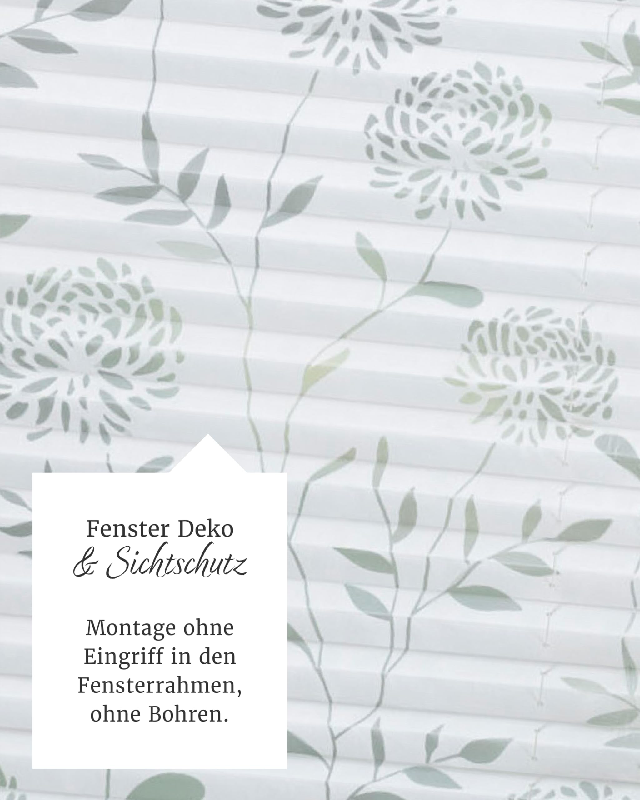 by Garesa Fenster Klemmfix Plissee ohne Bohren 50 x 130 cm Burnout Blume, Weiß - Lichtdurchlässiger Fenster Sichtschutz und Fenster Deko, Faltrollo