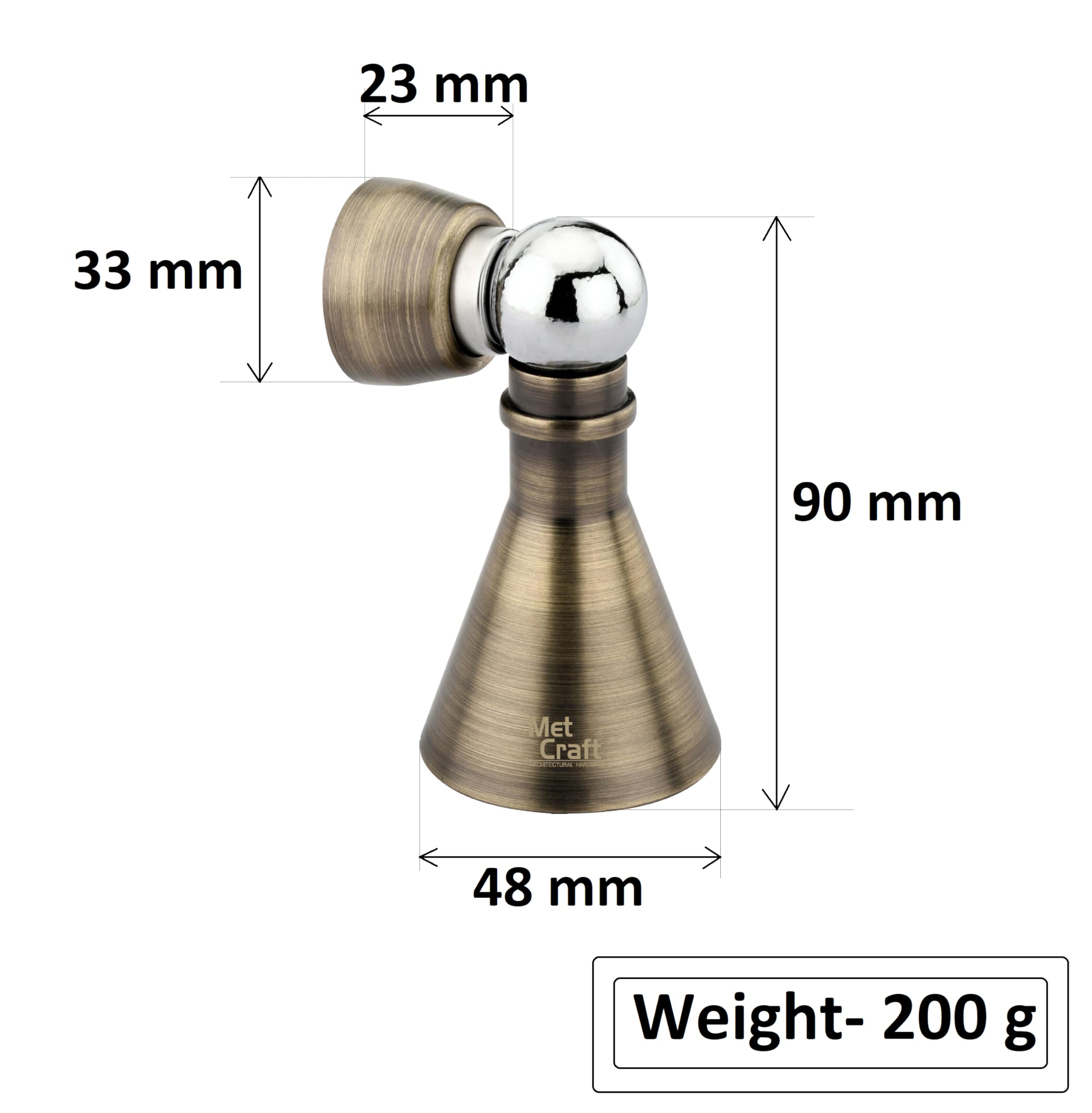 Met Craft Heavy Duty Zinc Alloy 4 inch Doll Door Magnetic Stopper Soft-Catch | Door Magnets to Hold Door | Door Magnet 360' Angle Hold with Screw Fitting .Pack of 1 (Antique Brass) 2