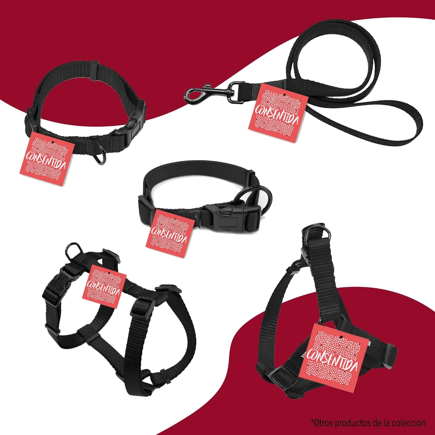 Consentida Harness for Large Dogs T4-42 - 70 x 2.5 cm - Made of Nylon - Mosaic Design - Size XL - Very Resistant and Comfortable - Accessories for Dogs 4