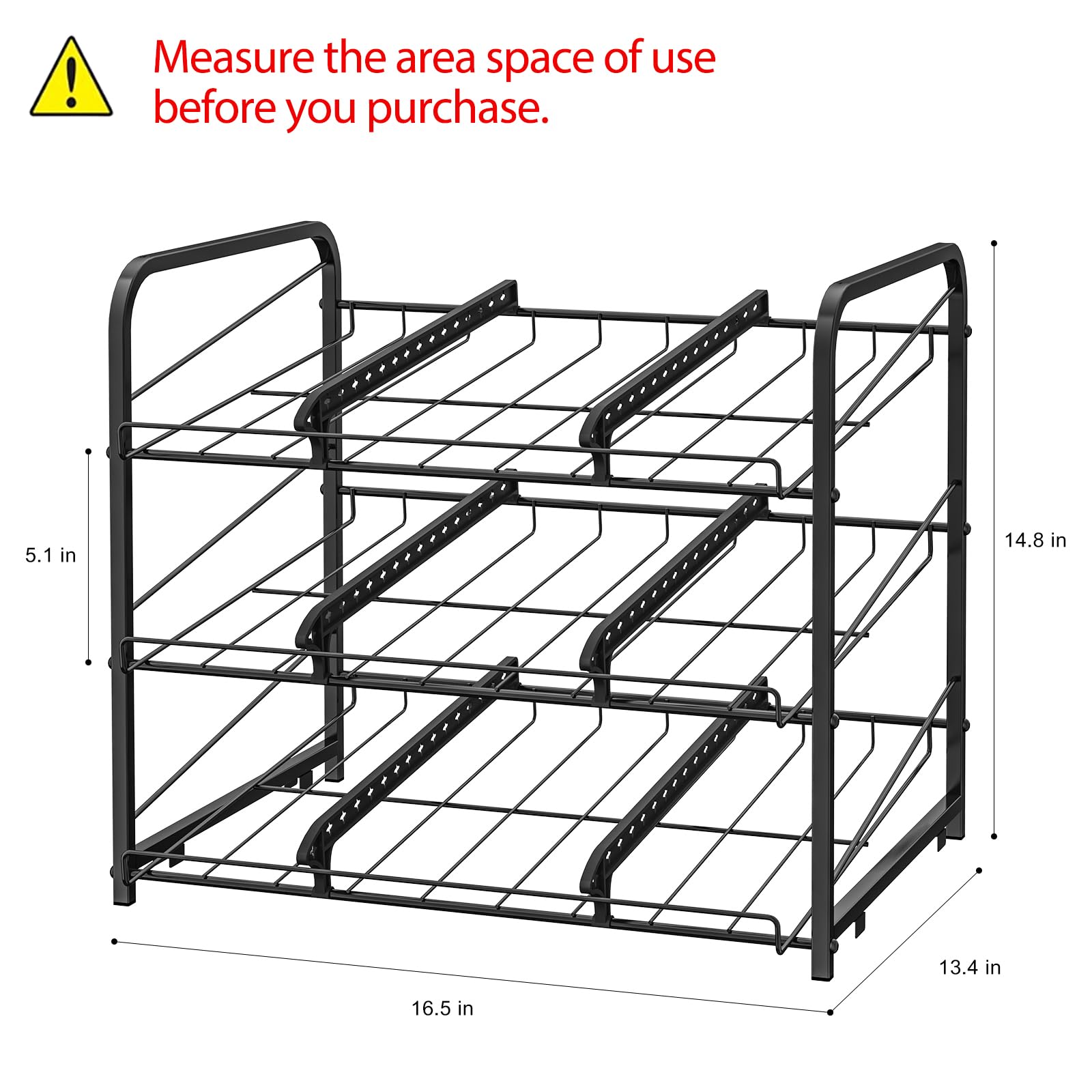 Dosen-Organizer für Speisekammer, stapelbar, 2 Stück, Dosenaufbewahrung, Organizer, Regal, stapelbar, Dosenspender, kleiner Platz, hält bis zu 36 Dosen für Speisekammer, Küche, Schrank, Schwarz