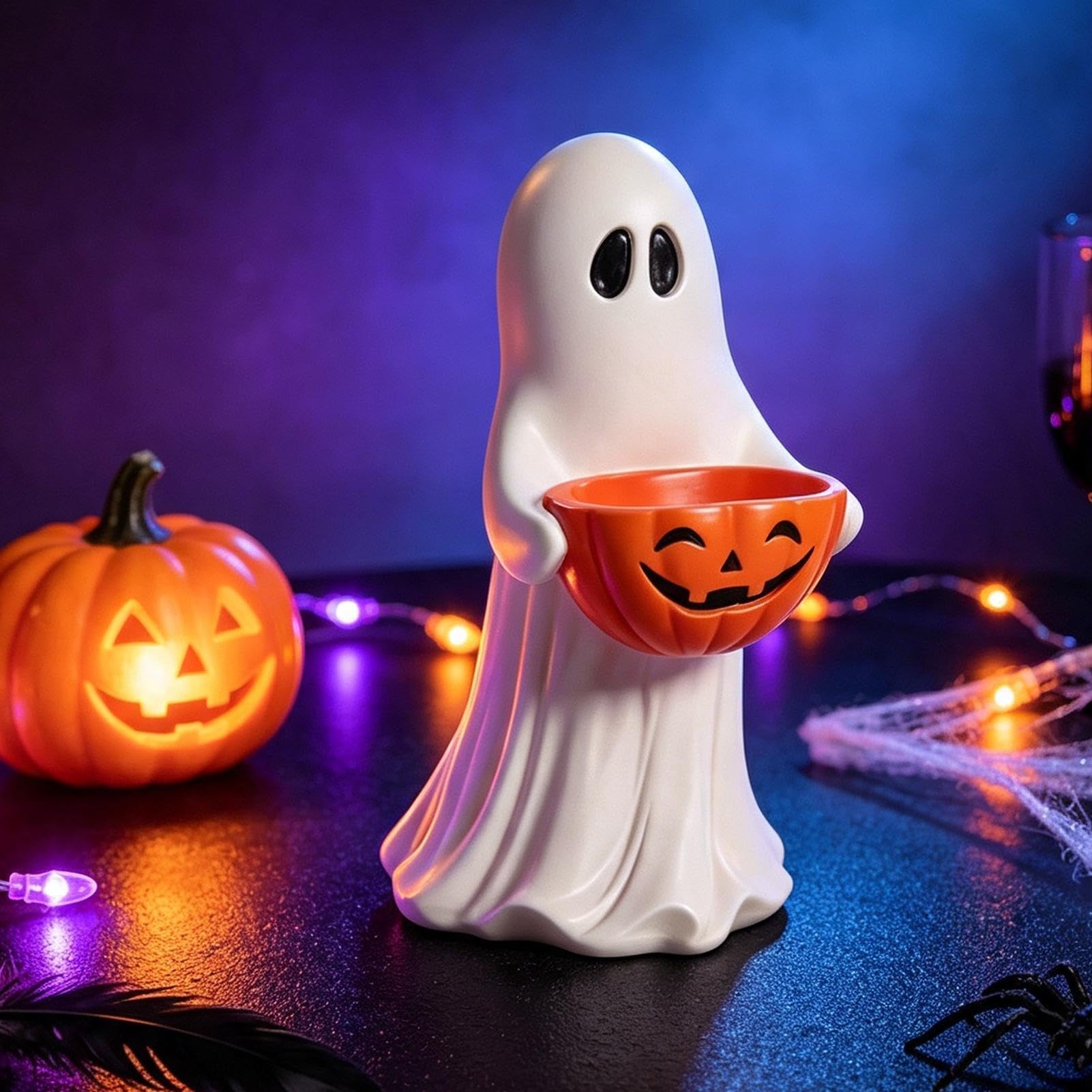 Cuenco Halloween Cuenco para Caramelos Impermeable Resina Calabaza