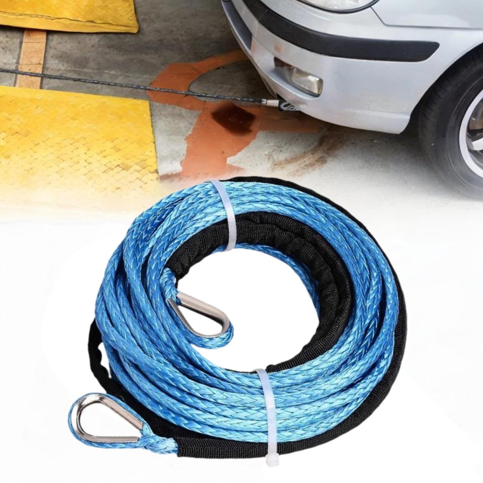 Qianly Corde de Treuil Rallonge Synthétique Sangle de Dépannage Câble pour VTT Ligne de Treuillage Résistante à La Rouille avec Gaine Protectrice Adaptée Pou, Bleu