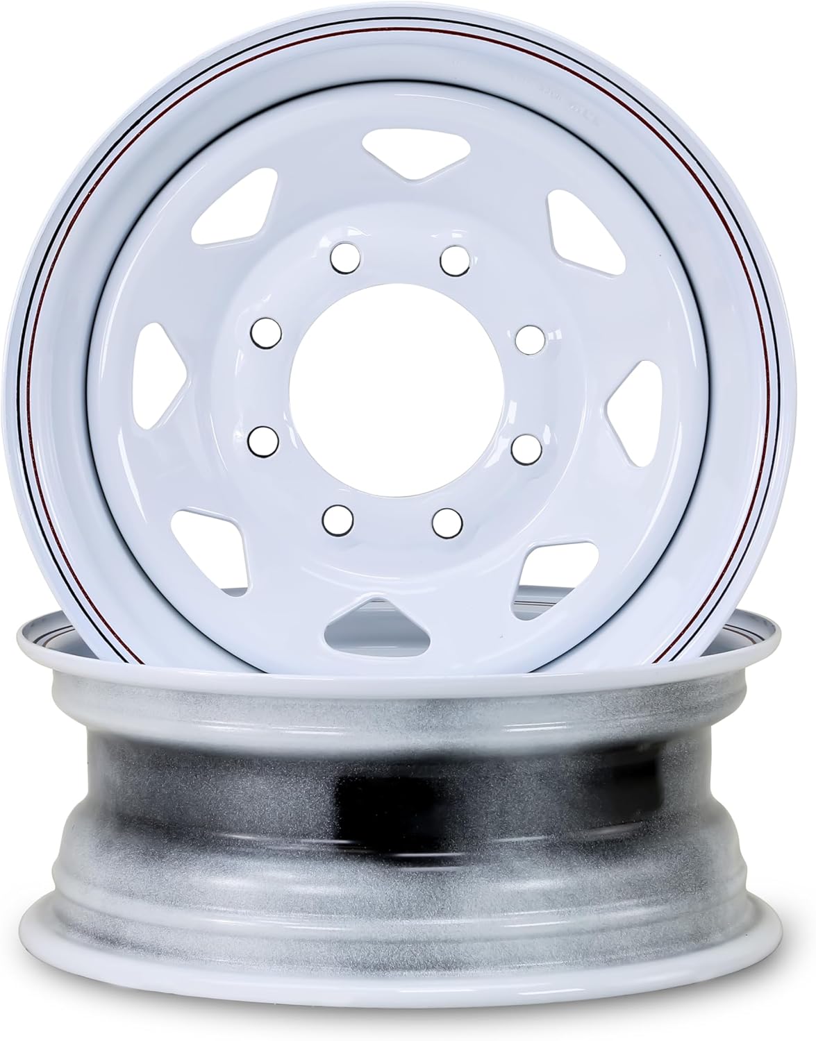 LIBRA 16 x 6 Trailer Wheels 8 Lug on 6.5" Bolt Pattern White Spoke, Set 2-17016
