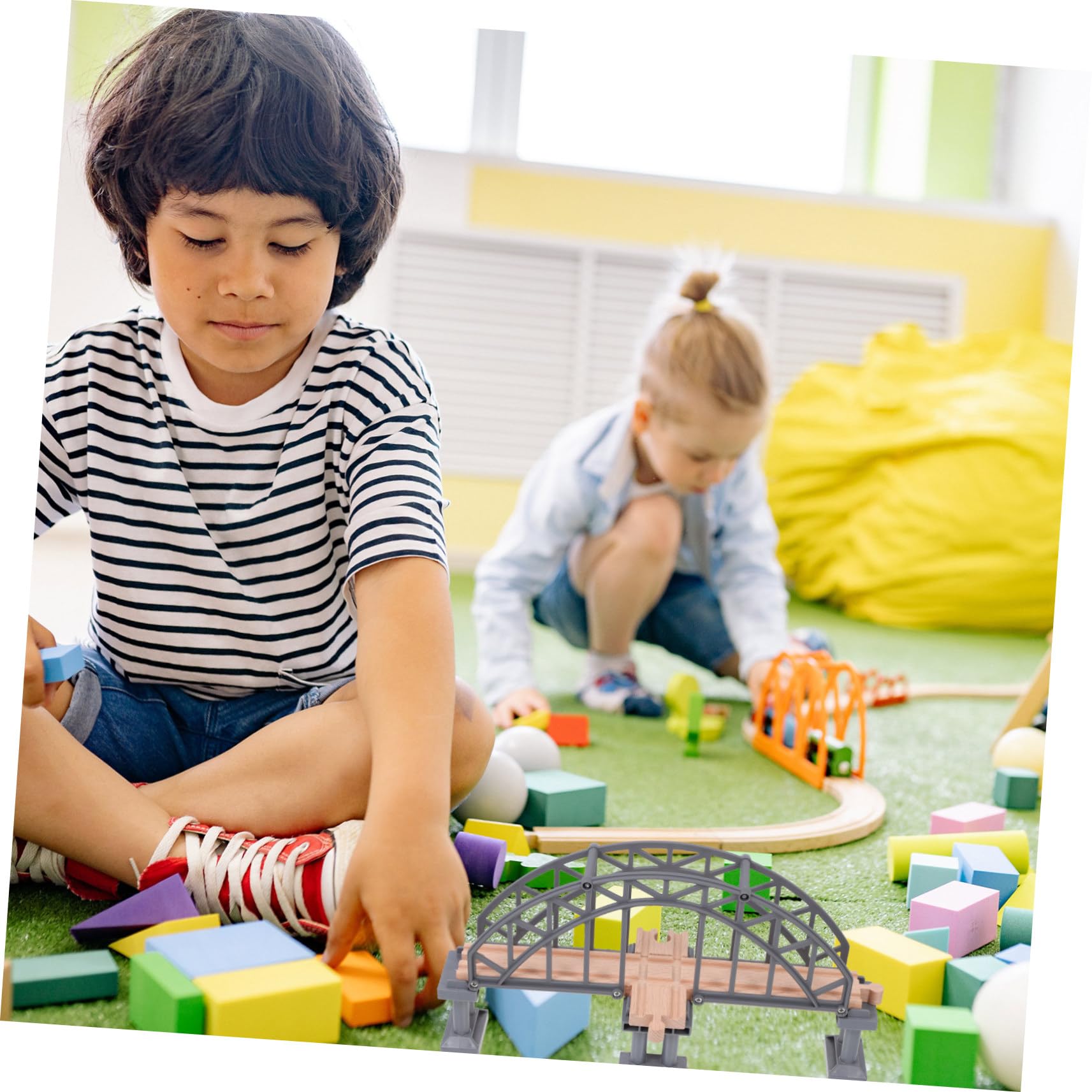 Uonlytech Ponte Binario Trenino per Bambini, Accessorio Ferroviario 1 Pezzo | Abs e Legno, Leggero, Allena Manualità e Pensiero Creativo, per Giochi di Costruzione e Percorso