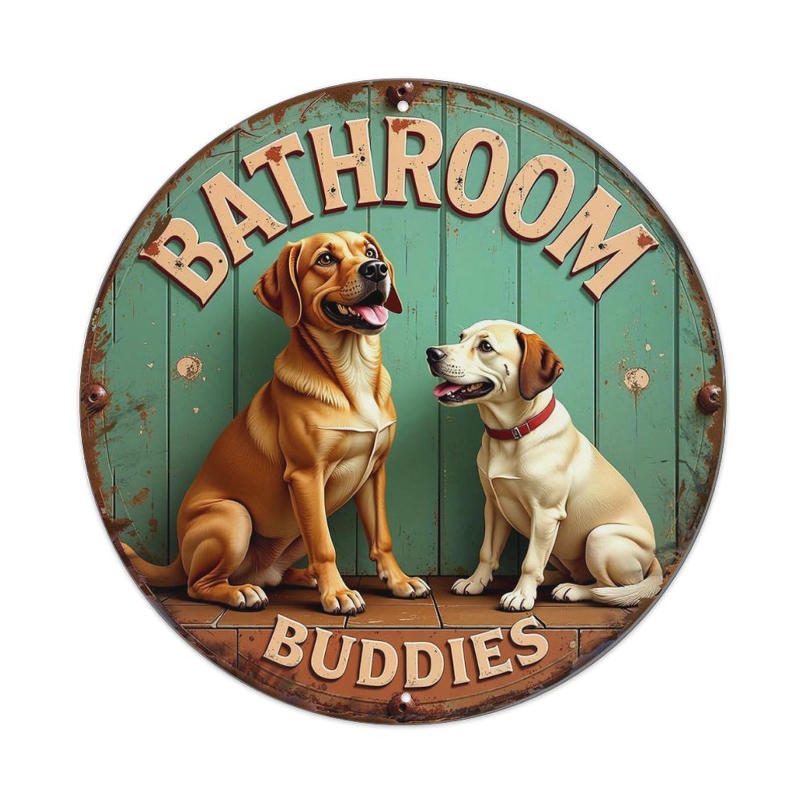 Bathroom Buddies Dogs Sign Metal Tin Sign Plaque