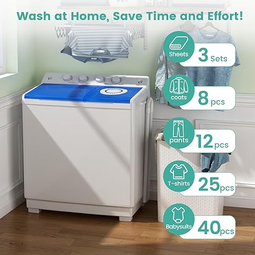 Miniatura 2 de Auertech Lavadora portátil de 40 libras, lavadora portátil grande para apartamentos con lavadora de 24 libras y giratoria de 16 libras, lavadora de