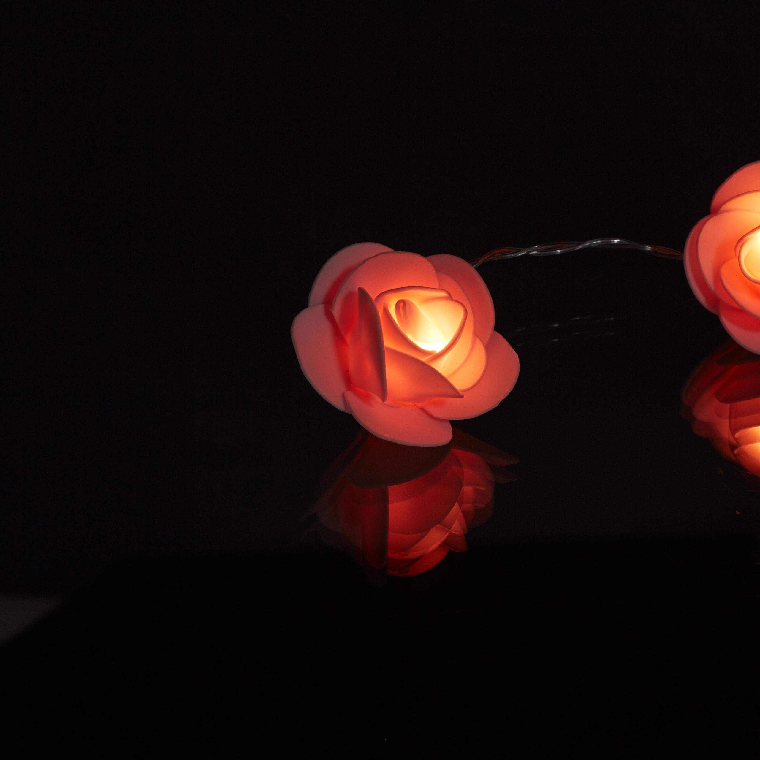 10 x Rosen Lichterkette, 20er LED Lichterkette Batterie, Hochzeit, Verlobung & Valentinstag, warmweiß, Deko, rosa